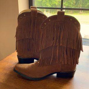 Smokey Mountain Boots Brown Suede Leather Fringe.